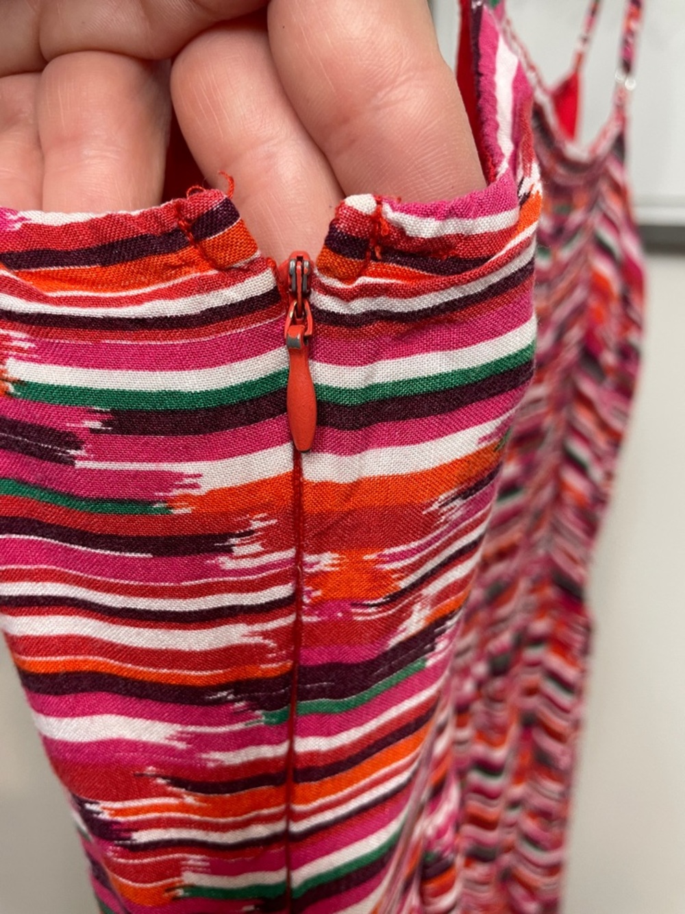 LOFT Ikat Smocked Back Knee length Western Sundress - Picture 6 of 7